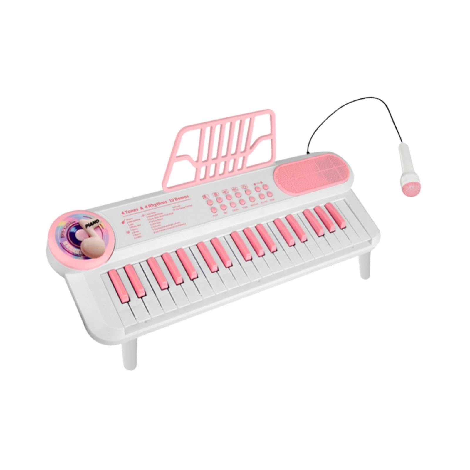 Piano Keyboard Kinderpiano Elektronisch mit 37 Tasten Und Mikrofon Musikspielzeug für Lernerfahrungen für Kreative Aktivitäten Familieninteraktion Ges , Weiß