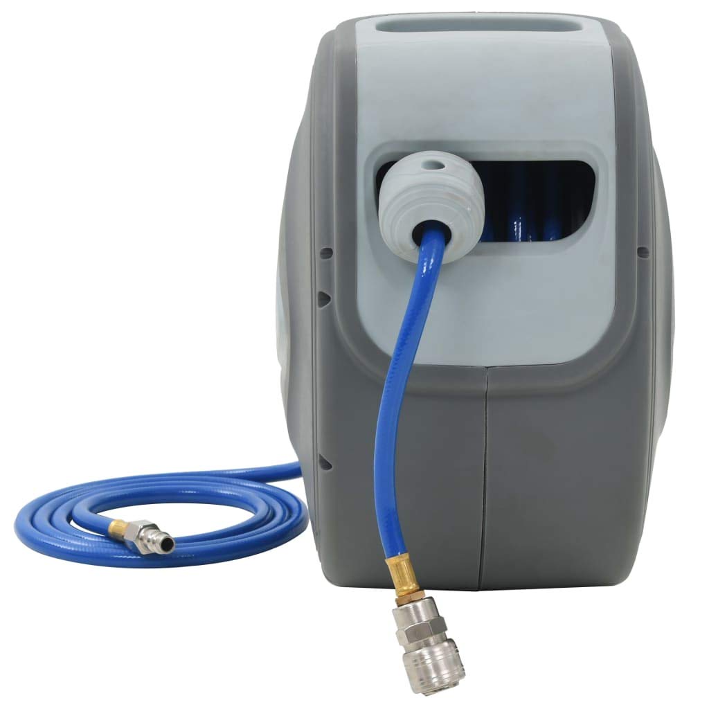 Automatischer Druckluft-Schlauchaufroller 1/4" mit 20 m PVC-Schlauch und Schnellkupplung, flexibel knickfest für Werkstatt, Garage, Bau und Industrie, inklusive Wandhalterung