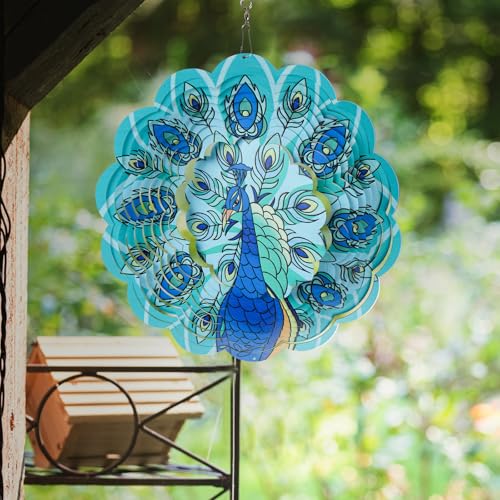 Peacock Wind Spinner Outdoor,12 inch 3D Sublimation Wind Spinners Hanging Wind Spinners Decor for Patios, Lawns, and Balconies