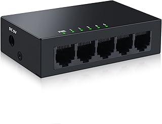 SODOLA 5 Port Gigabit Ethernet Switch|Mini Metal Housing Switch|Plug&Play|Fanless Design| Desktop Ethernet Splitter |Quiet Unmanaged Network Switch
