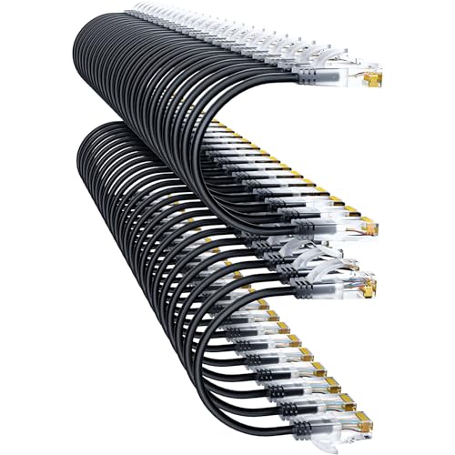 Image of Cat6a Patch Cables 1ft (48 Pack) Slim, Cat6 Ethernet Patch Cable Pure Copper, Flexible Cat 6 Patch Cable 550MHZ 10G, Space-Saving Cat 6A Network Cables for Patch Panel Black