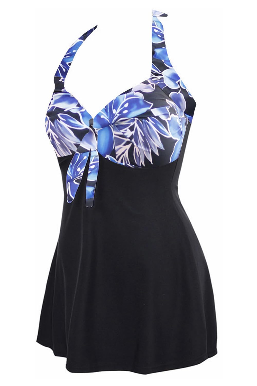 AMAGGIGO Damen Neckholder Push up BadekleidFigurformender Bunt Badeanzug mit Röckchen Bauchweg Einteiliger Badekleid