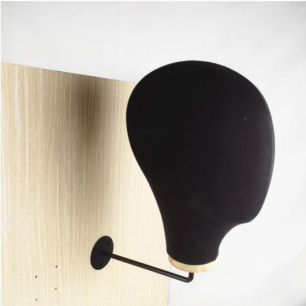 Fenteer Mannequin Head Wig Holder Hat Display Cowboy Hat Rack Wall Mounted, Black