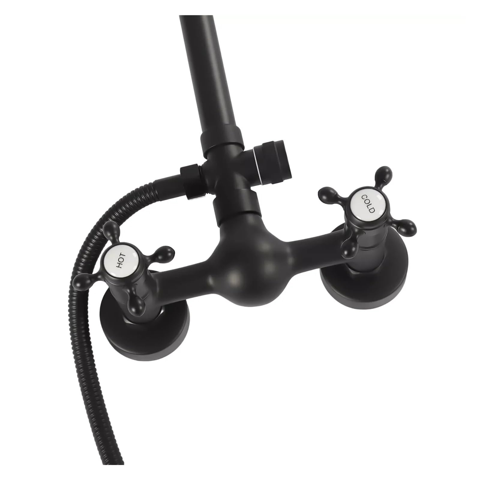Manguera De Ducha Juego de grifo ducha pared 59", mano con perillas dobles, cabezal lluvia combinado, accesorios expuestos