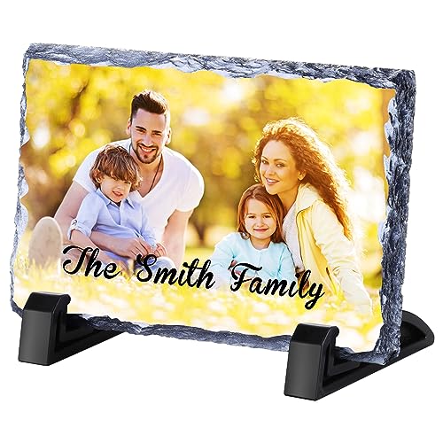 WACAR Personalised Slate Photo 10x15cm Rock Slate Picture Personalised Photo Gift for Her Him Custom Memorial Gifts for Birthday Anniversary Christmas Wedding Mothers Day
