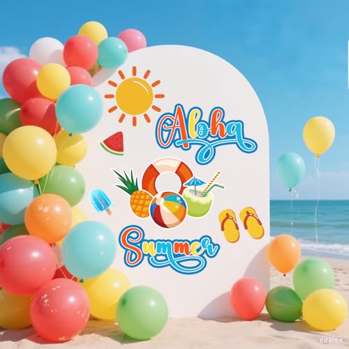 Autocollant mural Aloha d'été pour décoration fête de plage et anniversaire tropical