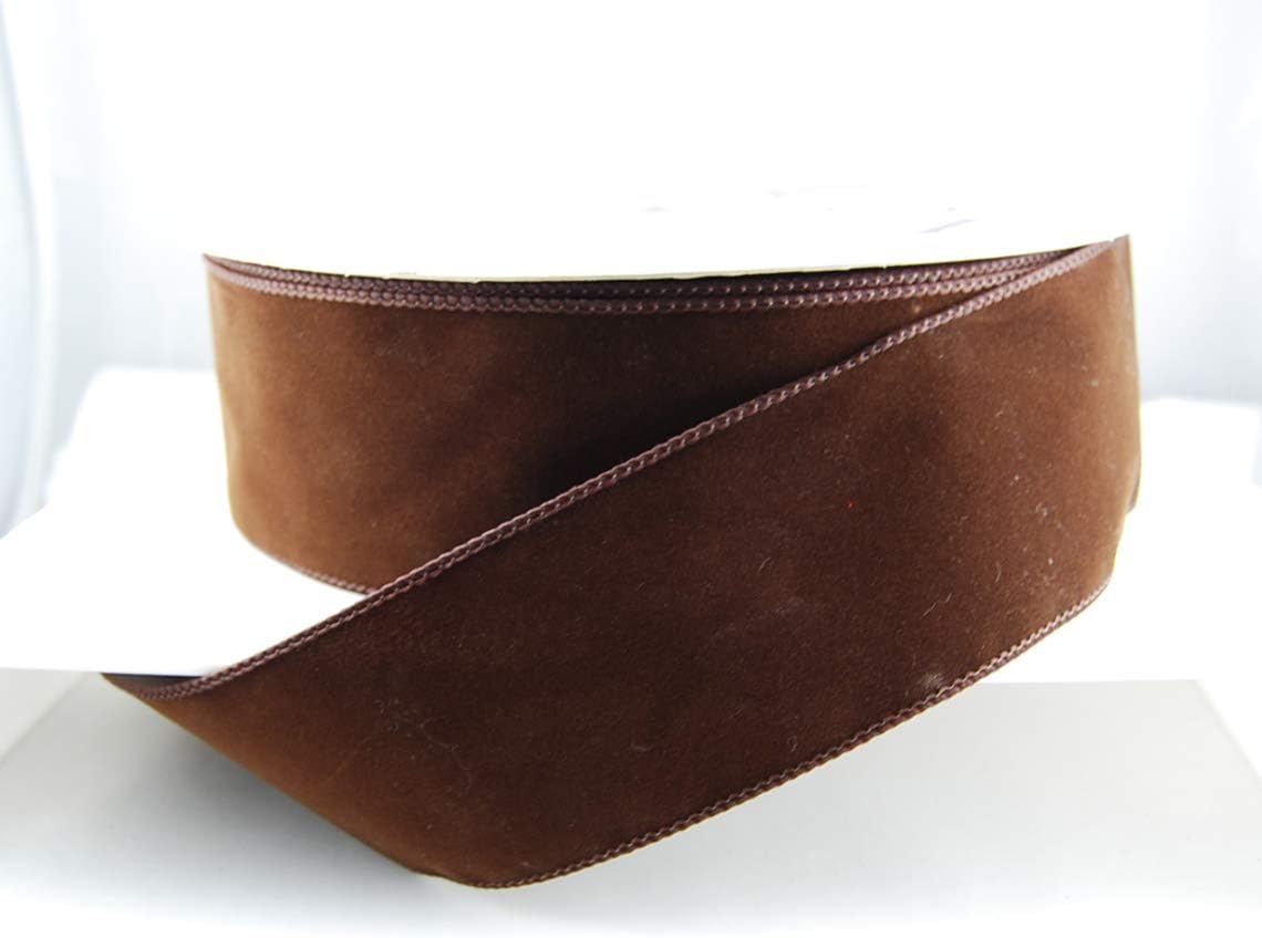 Wired Dark Brown Velvet Christmas Ribbon 2 1/2" #40-50 Yards