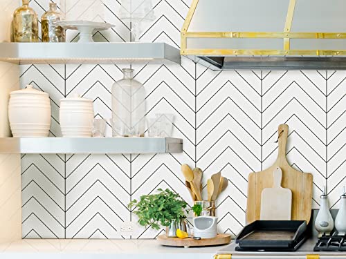 Black And White Wallpaper Peel And Stick Wallpaper Boho Contact Paper Modern Herringbone Wallpaper For Bathroom Bedroom Kitchen Wallpaper Self Adhesive Removable Wallpaper 17.7"×118" Wall Waterproof #TOP5