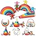 Dinhon 40-Piece Wooden Rainbow Stack Set, 4-in-1 Building Blocks preschoolers Early Development & Activity Toys Montessori Toys for Kids 1 2 3 4 Years and Older Gifts for Boys and Girls