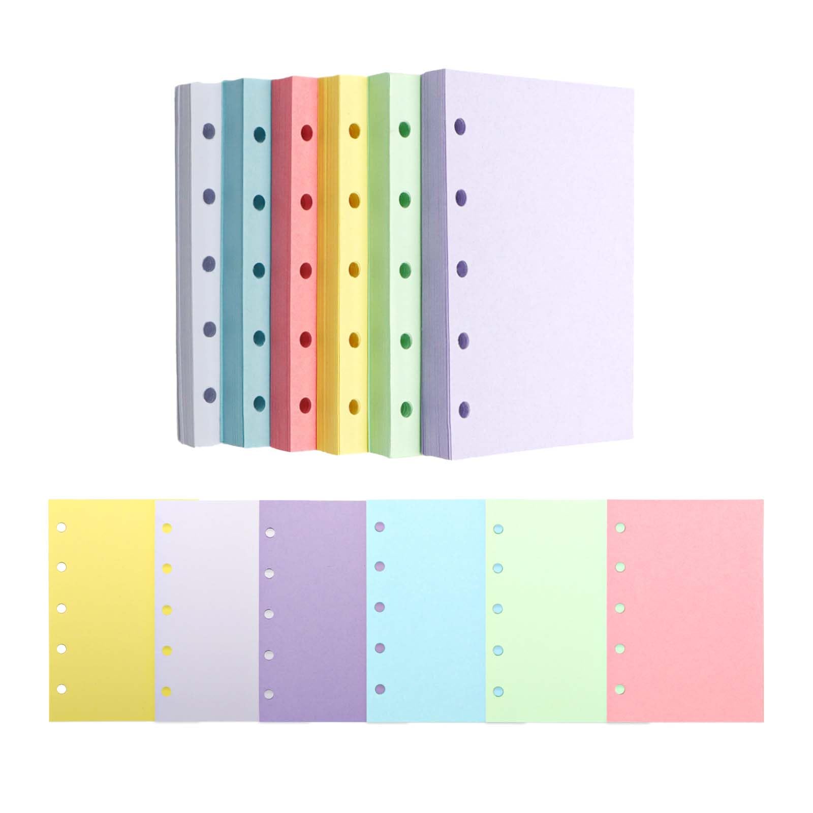 AxeWoodz Recharge de papier coloré M5-5 trous - 300 feuilles de papier vierge - 6 couleurs - Pour classeur - Rechargeables