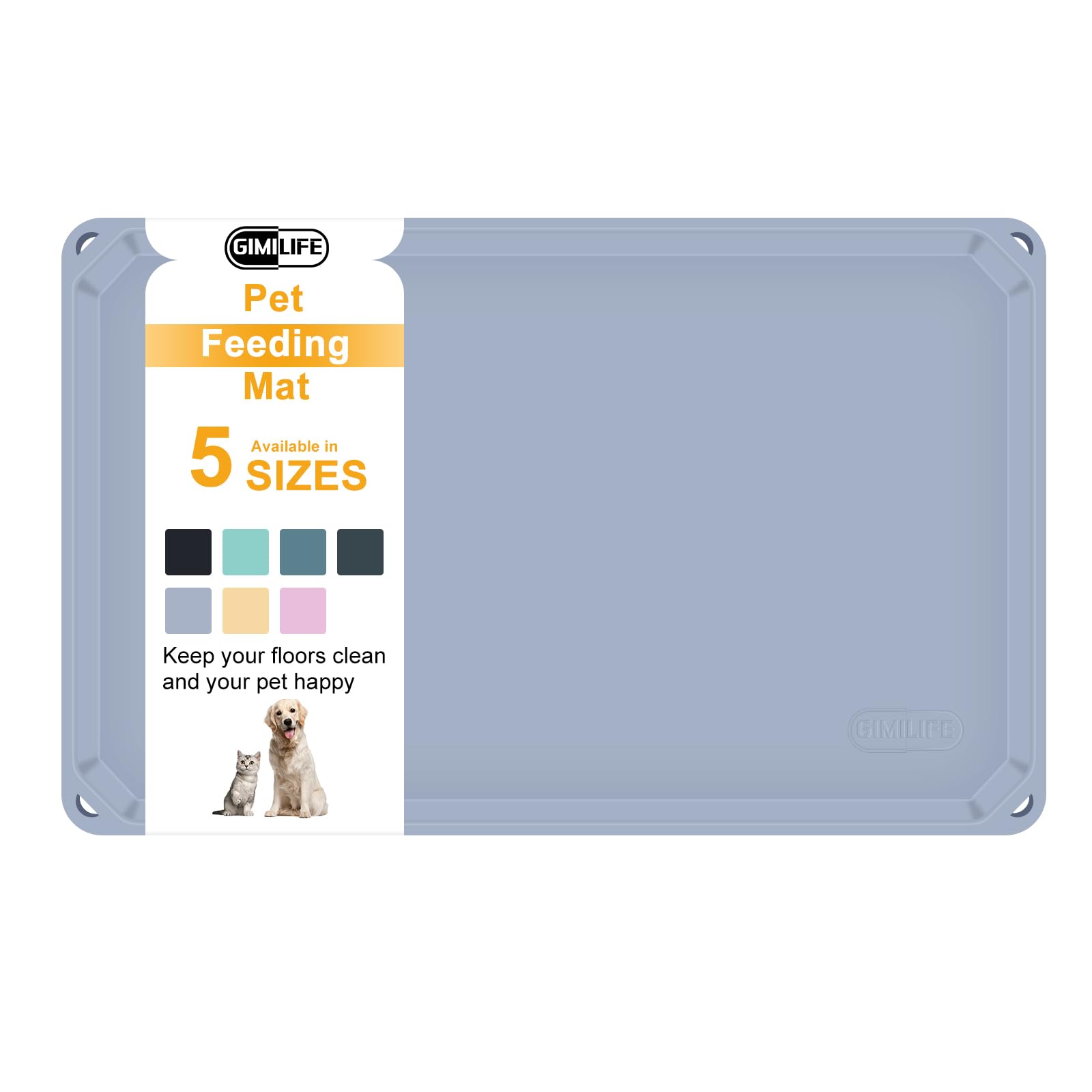 Pet Food Mat, Gimilife Silicone Dog Cat Feeding Mat for Food and Water,Waterproof Pet Feeding Mats with High Lips, Pet Placemat Bowl Mat for Messy Drinkers