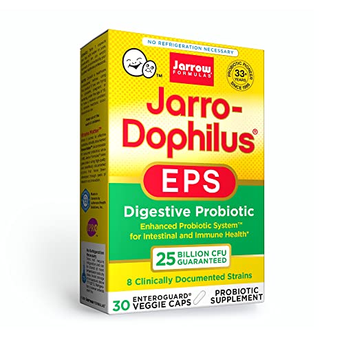 Jarrow Formulas Jarro-Dophilus EPS Higher Potency - 25 Billion Organisms Per Serving - 30 Veggie Caps - Multi-Strain Probiotic - Intestinal & Immune Health - 30 Servings