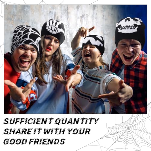 Image of Ramede 4 Pcs Y2k Beanie - Double Sided Graphic Beanies for Men and Women, Acrylic Knitted Y2k Hats Accessories
