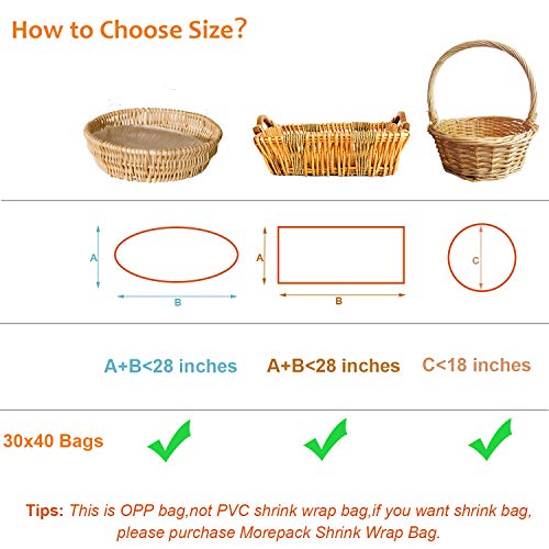 image for Morepack Large Cello/Cellophane Bags,30x 40 Inches Clear Basket Bags O