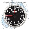 2in Universal Hourmeter Clock Gauge, 52mm, 0 12 Hours, Red Backlight, 12V/24V, IP67, Stainless Steel, Dial Silver Frame, for Car Boat Yacht