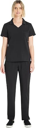 Scrubstar Womens Medical Scrub Top Collared Design Stretchy Fabric Moisture Control with 3 Functional Pockets & Shirttail Hem