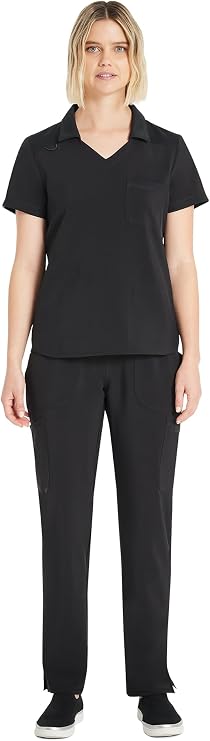 Scrubstar Womens Medical Scrub Top Collared Design Stretchy Fabric Moisture Control with 3 Functional Pockets & Shirttail Hem