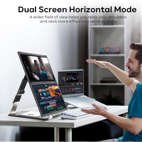 Image of Laptop Screen Extender, 15.6'' 1080P FHD Laptop Monitor Extender with 235Rotation Detachable Dual Monitor, Plug & Play, Triple Screen for 13 inch-17.3 inch Laptops Compatible with Mac /Wins /Android /Dex