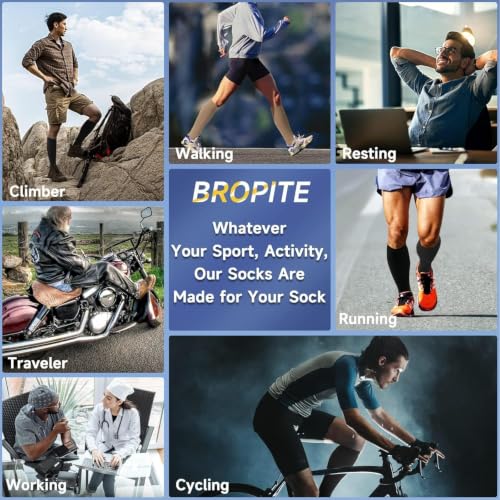 Image of bropite Zipper Compression Socks Women & Men - 2Pairs Calf Knee High 15-20mmHg Open Toe Compression Stocking suit for Walking