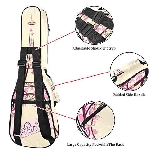 Housse pour ukulélé rétro rétro Paris Tour Eiffel Vélo 10 mm rembourrage épais 53,3 cm sac de transport avec sangles… - Les Beatles, Paul McCartney, John Lennon, RIngo Starr, George Harrison Housse pour ukulélé rétro rétro Paris Tour Eiffel Vélo 10 mm rembourrage épais 53,3 cm sac de transport avec sangles… – Image 4