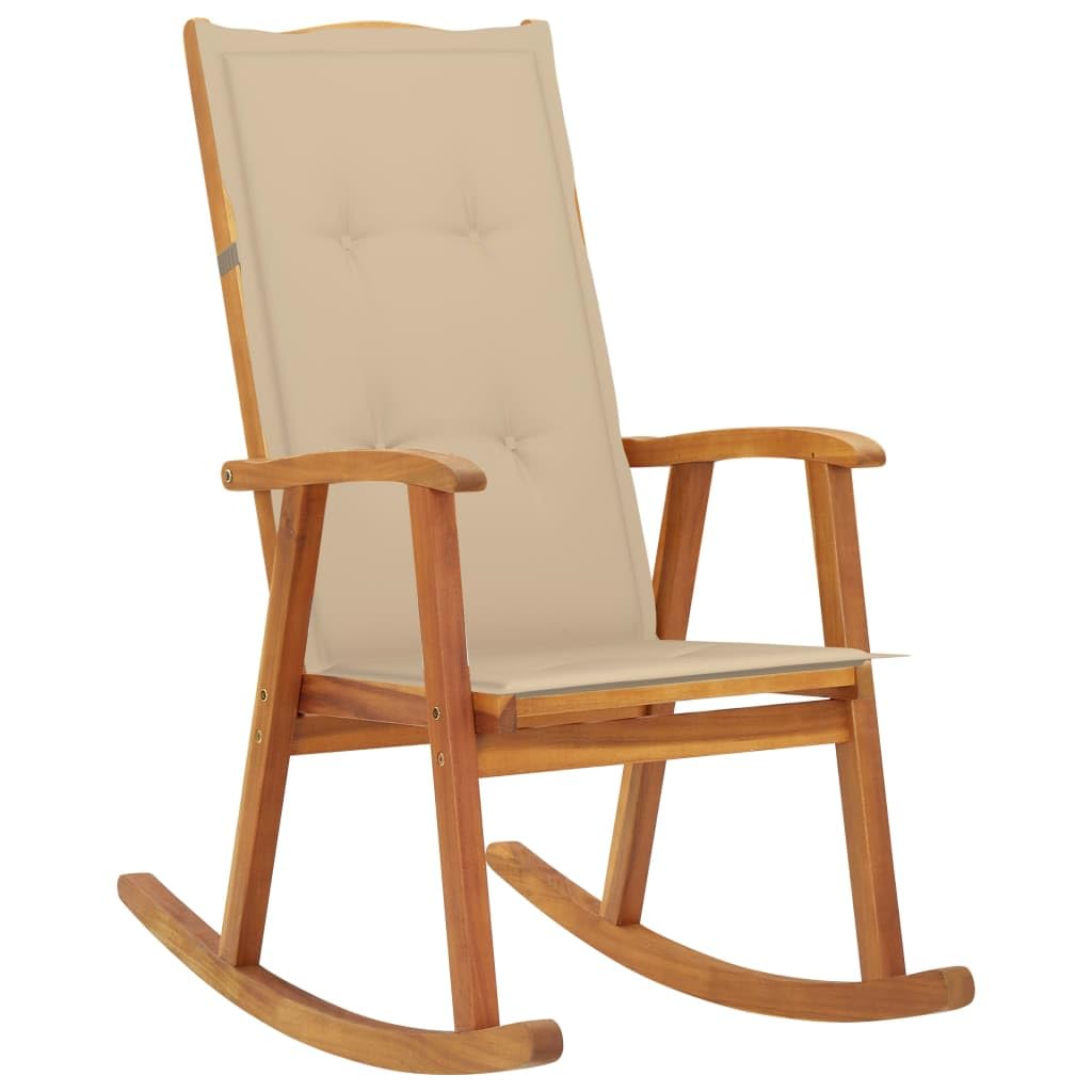Chaise à bascule d'exception en acacia massif robuste avec dossier haut