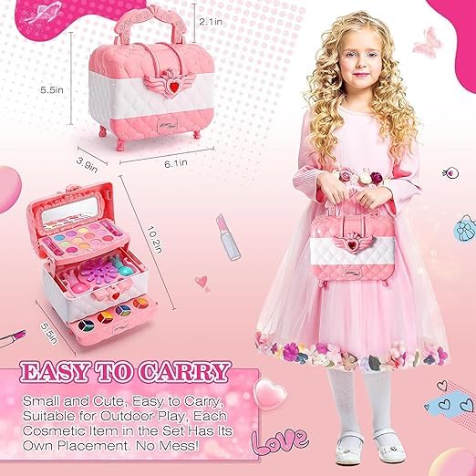 Image of Kids Makeup Kit for Girls - Real Washable & Non-Toxic Cosmetic Set with Unicorn Theme, Educational Pretend Play Toy Gift for 3-12 Year Old Girls, Ideal for Birthday & Holiday Gifting