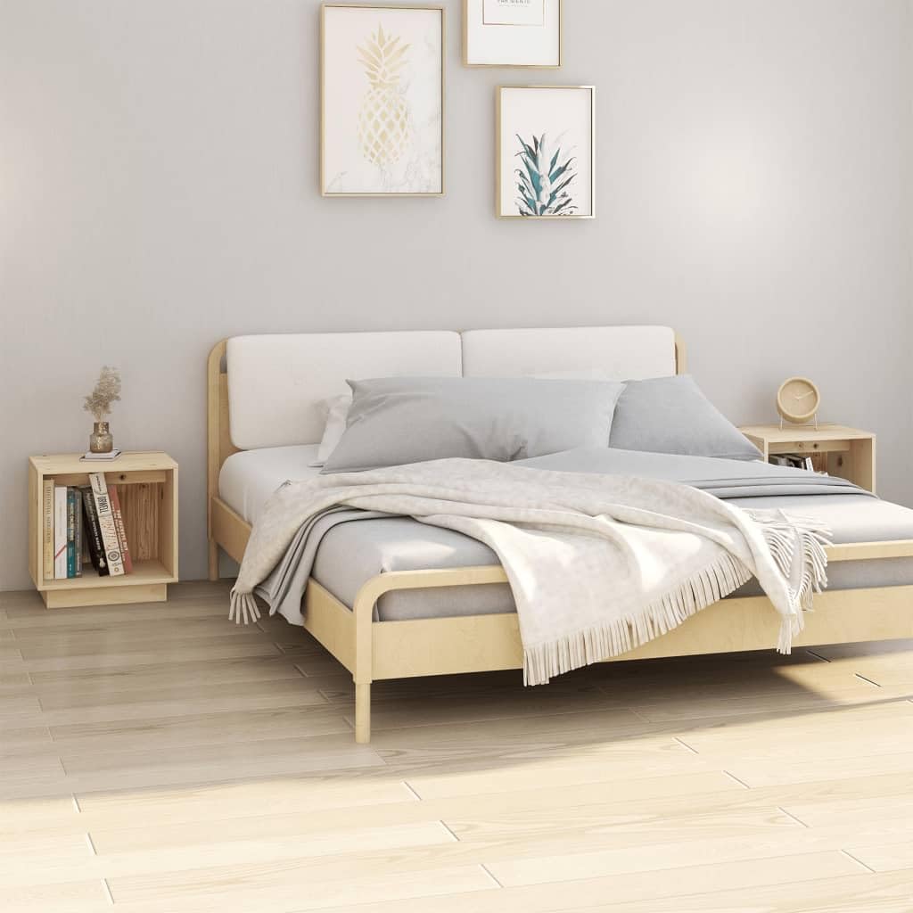 Table de chevet en bois massif au design minimaliste pour une décoration de chambre élégante
