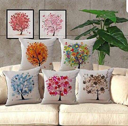 Friends Hub Classic Jute Cotton Cushion Cover, Size - 16" x 16" Set of 5, Multicolor