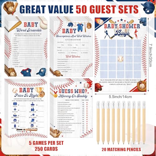 Image of Patelai 321 Pcs Baseball Baby Shower Games Set Don't Say Baby 5 Activities