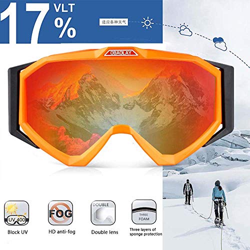 Gafas de esquí unisex con doble lente intercambiable de color morado 6