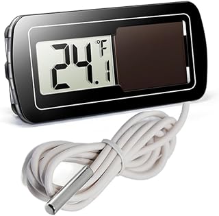 Digital Panel Thermometer, Solar Powered. External Probe on 6-ft Cable. Easy-Read LCD. -50 to 188 °F. Accurately Monitor Temperature in Coolers, Freezers, Incubators, Reptile Enclosures and More.
