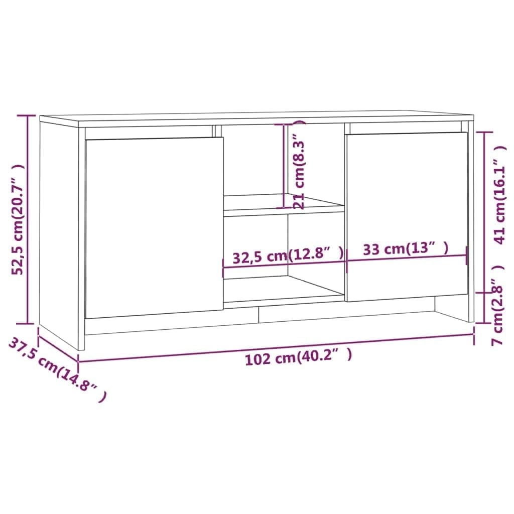 vidaXL TV Schrank mit Türen Fächern Lowboard TV Möbel Sideboard Fernsehtisch Fernsehschrank HiFi-Schrank Weiß 102x37,5x52,5cm Holzwerkstoff