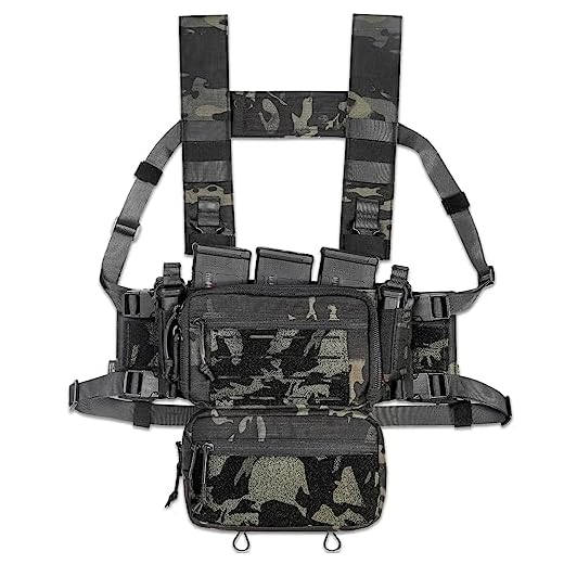 ACE TAC S.O.P. Tactical Chest Rig with 5.56/7.62 Magazine Pouch Holder, Pistol Pouch, Molle Dangler