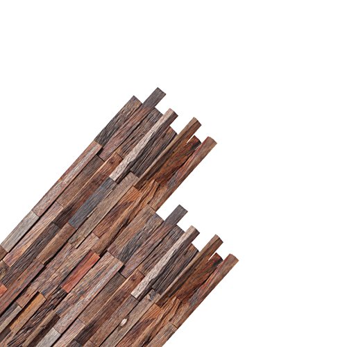 Best Quality 🔥 3D Reclaimed Rectangular Natural Pine Solid Barn Wood Panels Decor 8 Panels Covers 10.4 sqft per Box (Mix Brown)