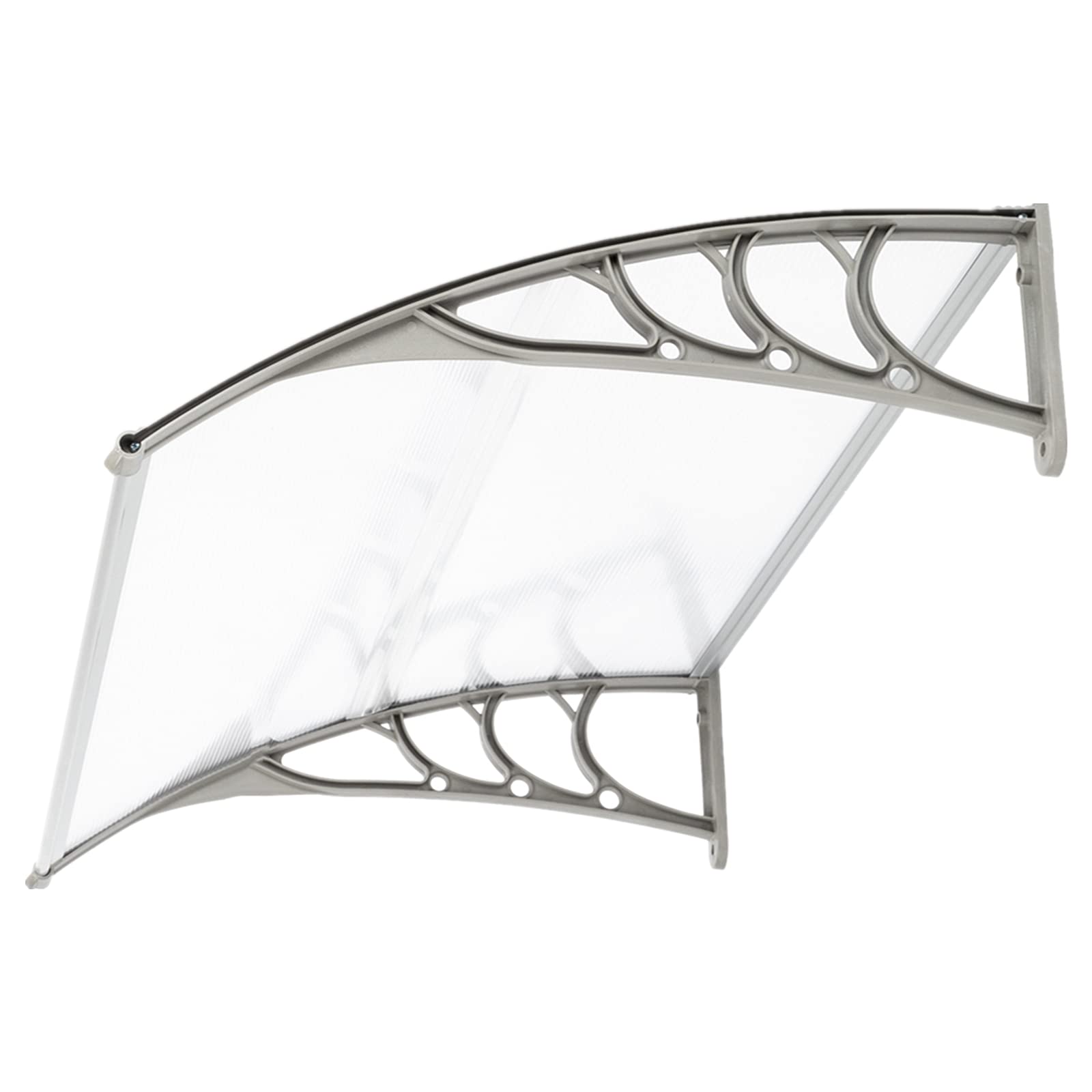 Outvita Auvent de Porte d'entrée, Contre Pluie Neige UV, Porte Toit Marquise Abri Protection en Polycarbonate (120 x 80 x 23 cm) Gris