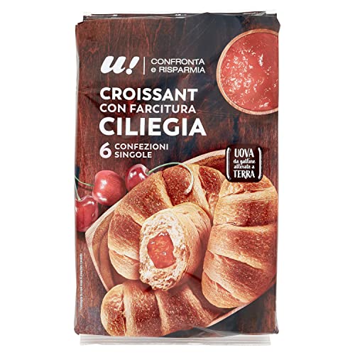 U! Confronta & Risparmia Merendine Croissant Farciti alla Ciliegia, Confezione da 6