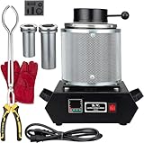 RIEDHOFF 3+1KG Gold Melting Furnace - 2100℉ 1400W Digital Electric Melting Furnace Gold Melting Kit for Quick Smelting Scrap, Gold, Silver, Copper, Aluminum