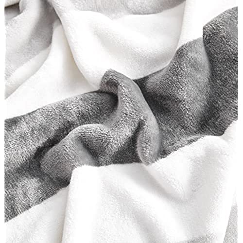 Image of Nautica - Throw Blanket, Super Soft & Cozy Fleece Bedding, Dorm Room Essentials (Awning Stripe Grey, 50 inch x 60 inch)