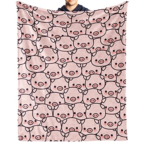 Pig Blanket Gifts 40x50 Flannel Fleece Throw Blanket Soft for Girls Boys Adults Lightweight Comfortable Warm Cute Pig Themed Blanket for Bed Couch