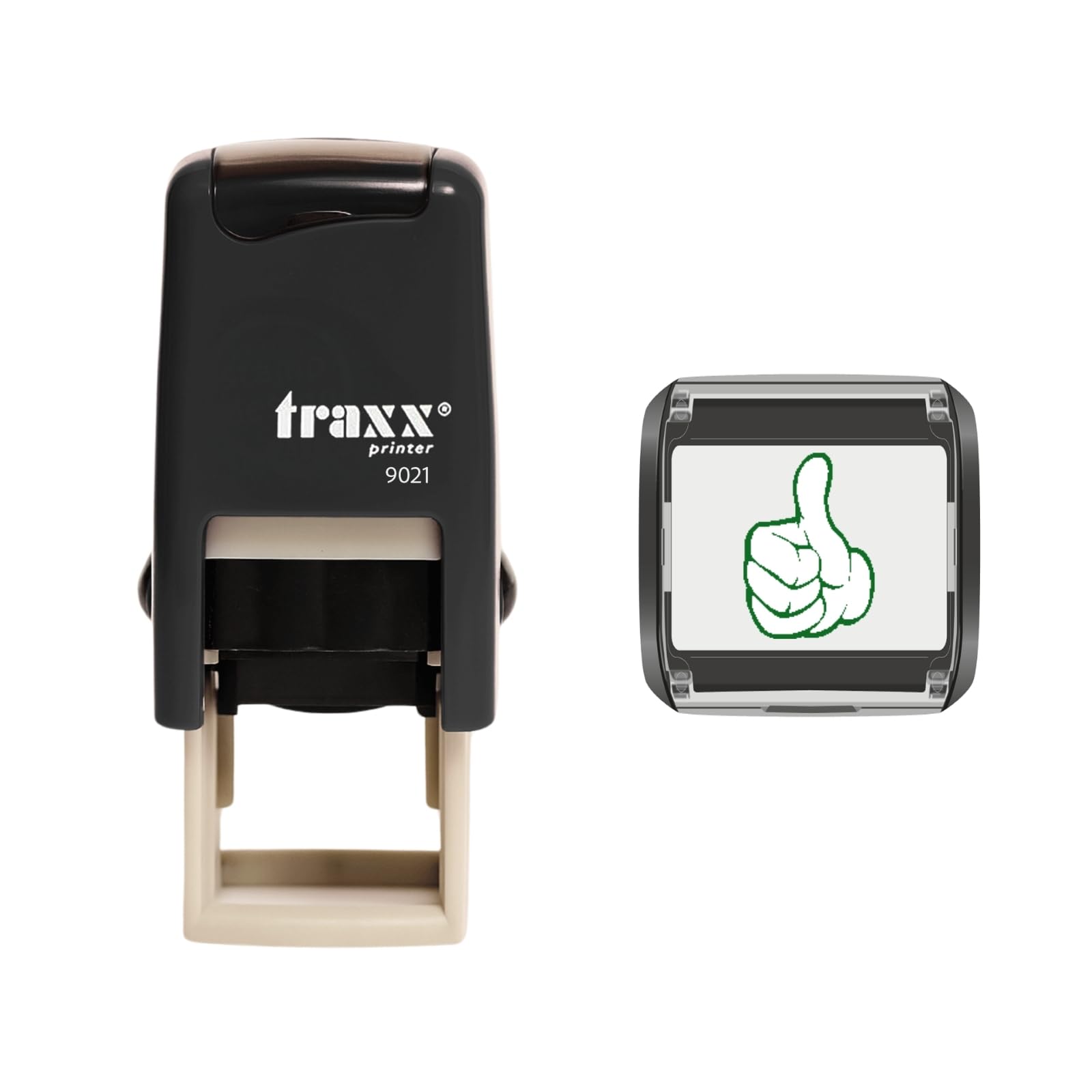 Traxx 9021 Loyalty Card Self Inking Rubber Stamp *Green Thumbs Up Design* — image 1
