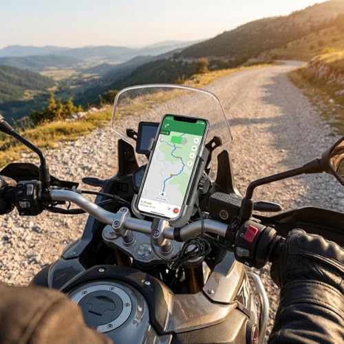 Image of Metal Bike Mobile Holder with USB Charger | 360 Rotating Handlebar Mount Cradle for Motorcycles & Bicycles | Universal Fit for All Smartphones | Heavy-Duty Metal Body (Black)