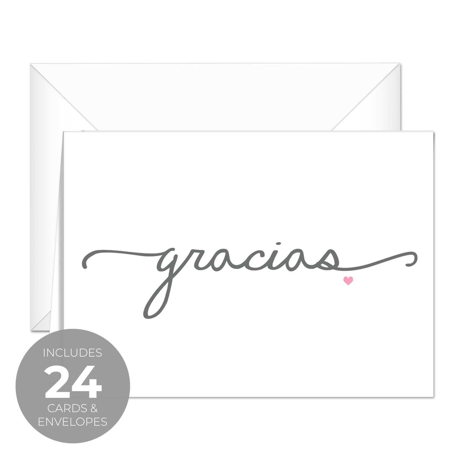 Gracias Note Cards / 24 Elegant Thank You From The Heart Greeting Cards With White Envelopes / 3 1/2" x 4 7/8" Spanish Language Blank Note Cards/Tarjetas Gracias - Image 2