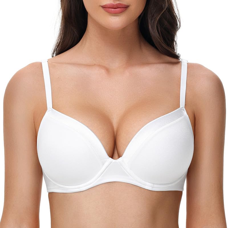 Deyllo Super Push up BH Damen mit Bügel Soft Tshirt BH Seamless Nahtloser BH Unsichtbarer Klassische BHS mit Push up Pads für Kleine Brüste...