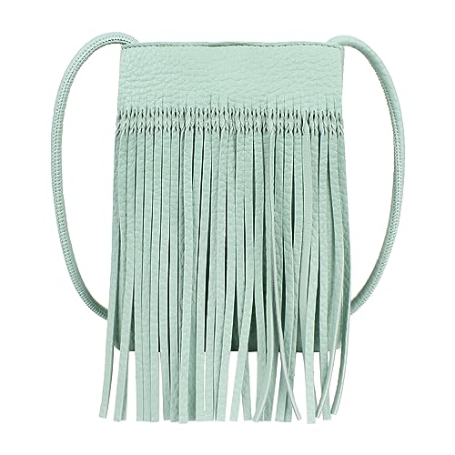 Reberomantic Bolsa de ombro feminina mini com franjas, bolsa de couro para celular, borla e carteira, Verde, One Size