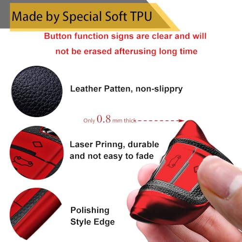 Image of Key Fob Cover for BMW, Braided Loop Keychain Accessory, Red