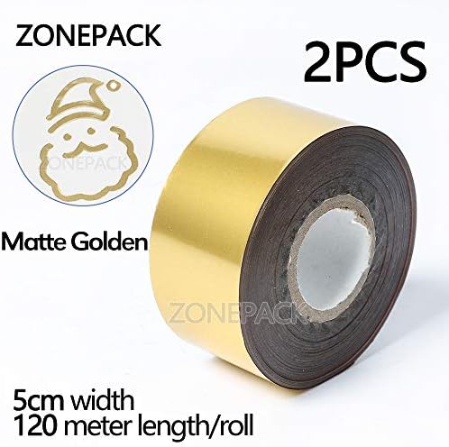 ZONEPACK 2pcs/lot 5cm 1.96" Many Kinds of Color hot foil Stamp Paper Colorful Gold and Silver for Leather Paper and PVC Cards (2 Rolls 5cm Matte Gold)
