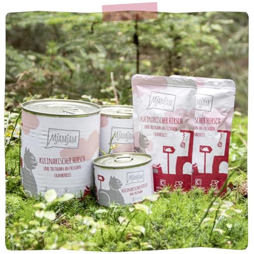 MjAMjAM - Premium Nassfutter für Katzen - Quetschie - kulinarischer Hirsch und Truthahn an frischen Cranberries, 12er Pack (12 x 125 g)… – Ansicht 6