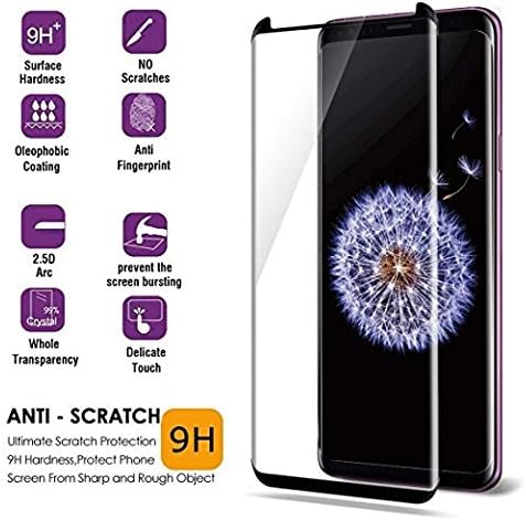 Luminira Compatible [2 - Pack] Samsung Galaxy S9 Tempered Glass Screen Protector,[9H Hardness][Anti-Scratch] [Anti-Fingerprint][3D Curved][Ultra Clear] Screen Protector for Galaxy S9(Black)
