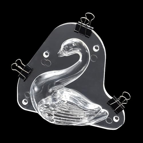 Miniatura 9 de TUKE Molde de chocolate de cisne 3D de gran tamaño de 5.68 x 5.16 x 1.88 pulgadas, molde de caramelo de gelatina de cristal con 3 clips, decoración