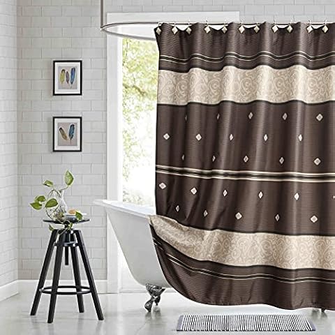 BESTRIPES Carinthia Fabric Shower Curtain (72" W x 72" H, Seville-Chocolate) Cover